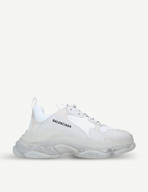 BALENCIAGA Mens Triple S Airsole leather and mesh trainers Balenciaga Men's Race Runner Sneakers Spring 2017 Try On