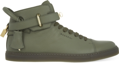 BUSCEMI   100mm padlock leather high top trainers