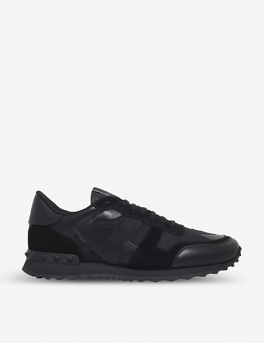 Shop Valentino Rockrunner Camo Leather Trainers In Black