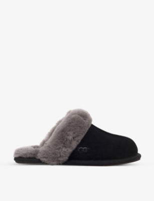 black grey and white ugg slippers