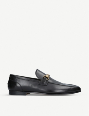 Shop Gucci Mens Black Jordaan Leather Loafers
