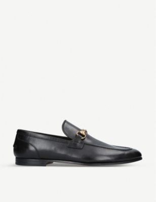 Shop Gucci Men's Black Jordaan Leather Loafers