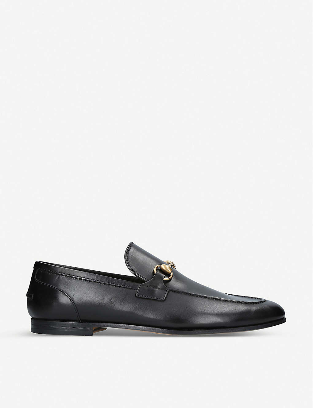 Shop Gucci Men's Black Jordaan Leather Loafers