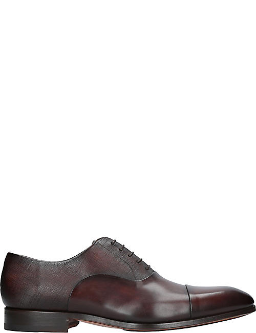 MAGNANNI: Contrast texture leather oxford shoes