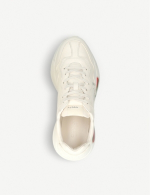 Shop Gucci Men's White/comb Men's Rhyton Logo Leather Running Trainers