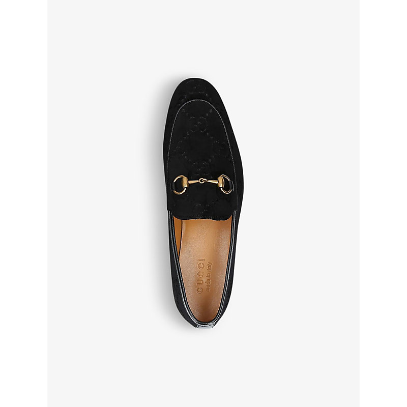 Shop Gucci Men's Black Jordaan Gg-jacquard Velvet Loafers