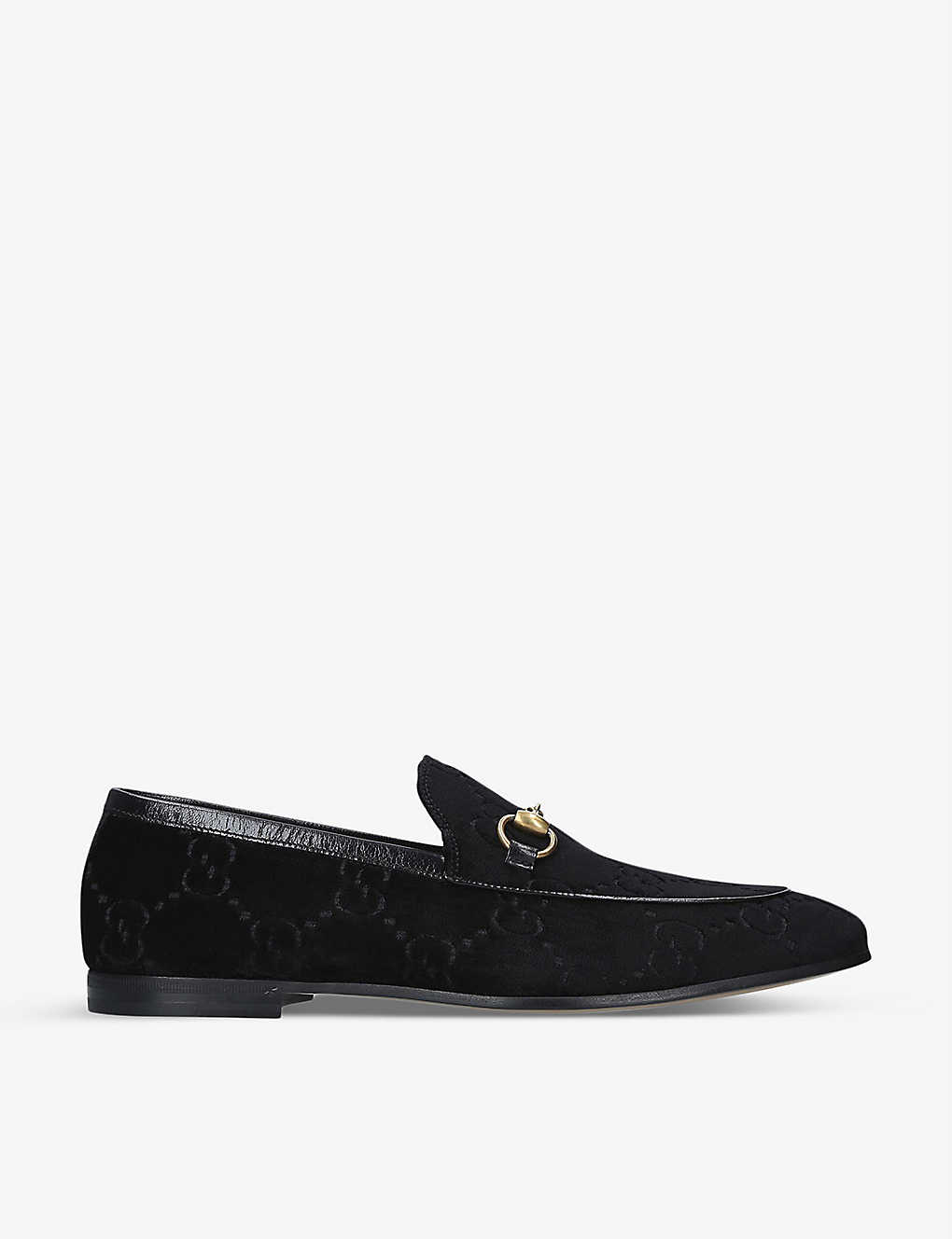 Shop Gucci Men's Black Jordaan Gg-jacquard Velvet Loafers