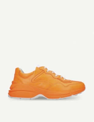 Gucci Rhyton Fluorescent Leather Sneaker In Orange | ModeSens
