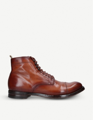 Shop Officine Creative Men's Brown Anatomia 16 Leather Ankle Boots