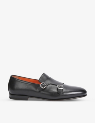 Santoni double best sale monk strap shoes