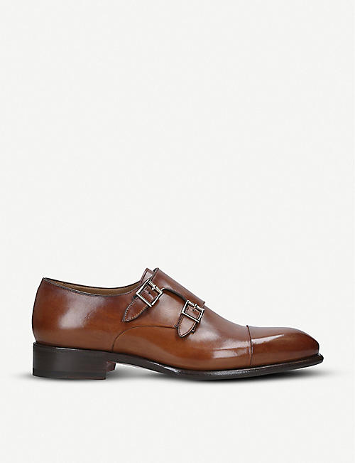 SANTONI: Carlos double monk-straps leather shoes