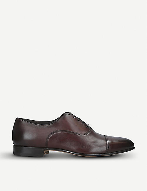 SANTONI: Kenneth leather Oxford shoes