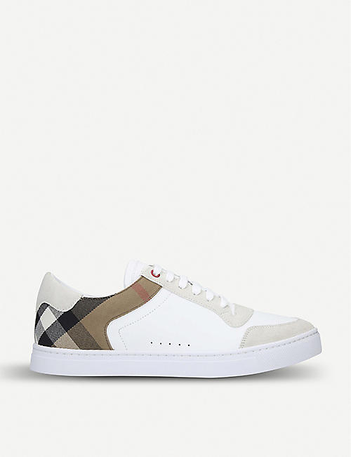 BURBERRY: Reeth leather and suede low-top trainers