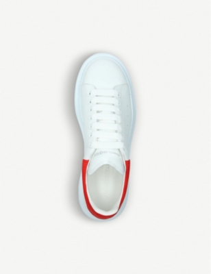 Shop Alexander Mcqueen Men's Show Leather Platform Trainers In White/red