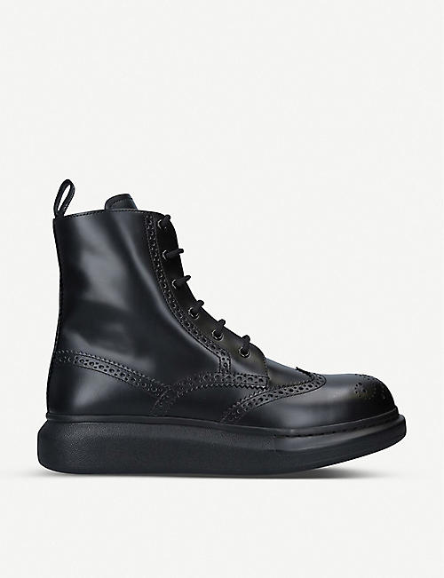 ALEXANDER MCQUEEN: Hybrid patent-leather ankle boots
