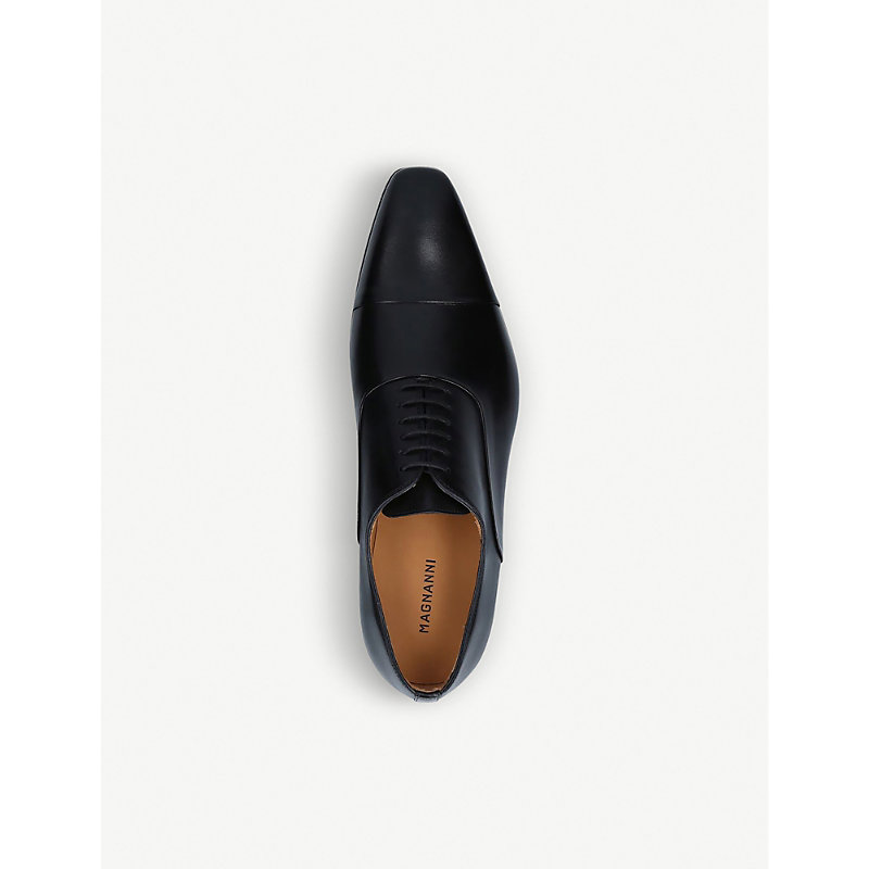 Shop Magnanni Men's Black Toe Cap Leather Oxford Shoes