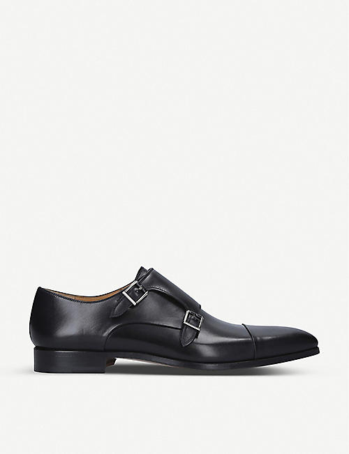 MAGNANNI: Double monk strap leather shoes