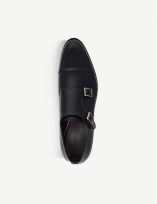 SANTONI Wilson leather monk shoes