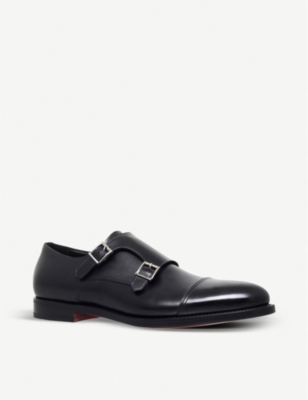 SANTONI Wilson leather monk shoes