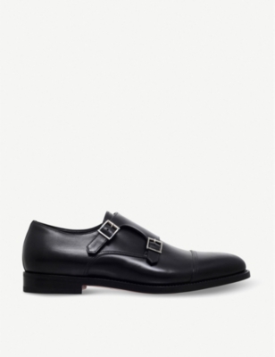 SANTONI Wilson leather monk shoes