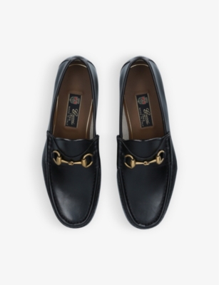 GUCCI GUCCI MEN'S BLACK ROOS HORSEBIT LEATHER MOCCASINS
