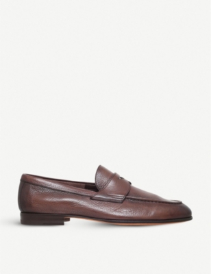 SANTONI: Carlos deer leather penny loafer