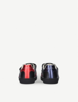 Shop Gucci Boys Black Kids New Ace Vl Leather Trainers 4-8 Years