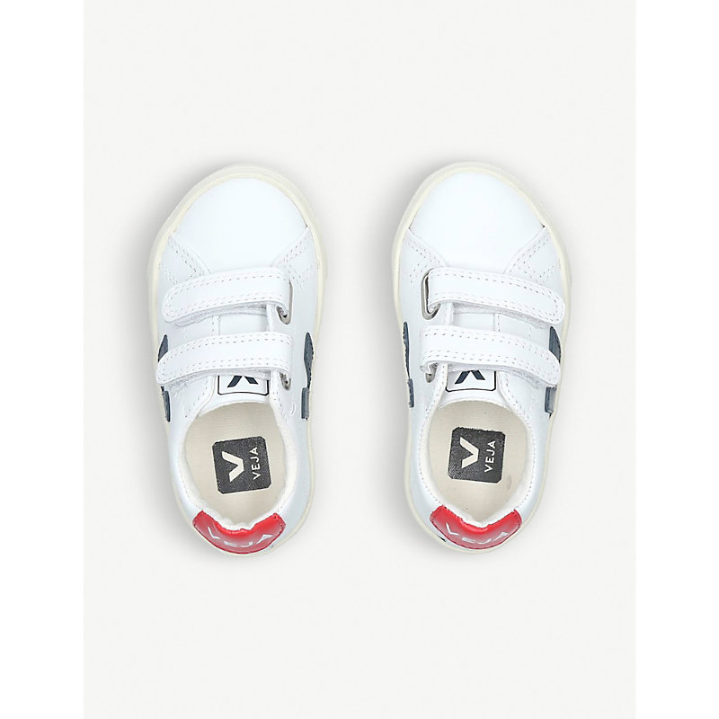 Shop Veja Boys White/red Kids Esplar Leather Trainers 2-5 Years