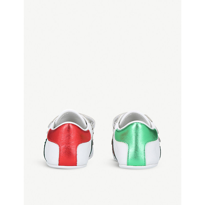Shop Gucci New Ace Leather Trainers 4 Months-3 Years In White/green/red
