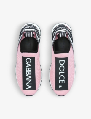Shop Dolce & Gabbana Girls Pale Pink Kids Paul Neo Stretch-knit Trainers