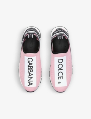 Shop Dolce & Gabbana Boys Pale Pink Kids Paul Neo Brand-print Stretch-knit Trainers 9-10 Years