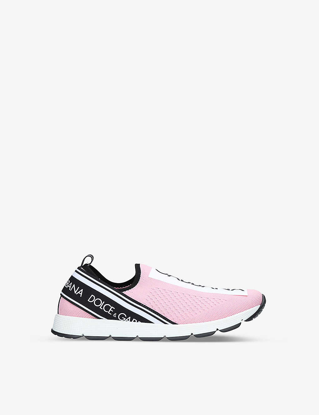 Dolce & Gabbana Kids' Paul Neo Brand-print Stretch-knit Trainers 9-10 Years In Pale Pink