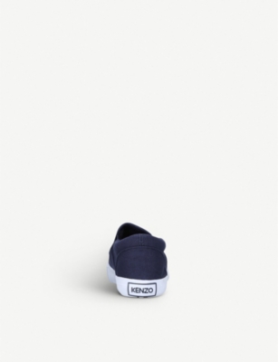 Shop Kenzo Boys Navy Kids Deno Tiger Motif Canvas Trainers 3 - 9 Years