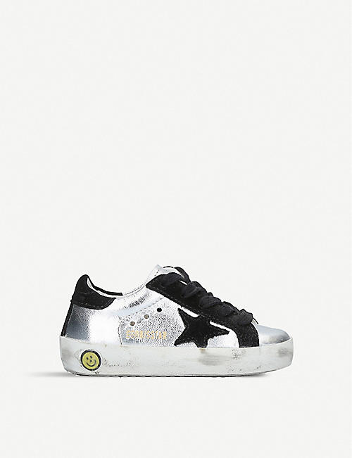 GOLDEN GOOSE: Superstar P2 metallic leather trainers 6months-5years