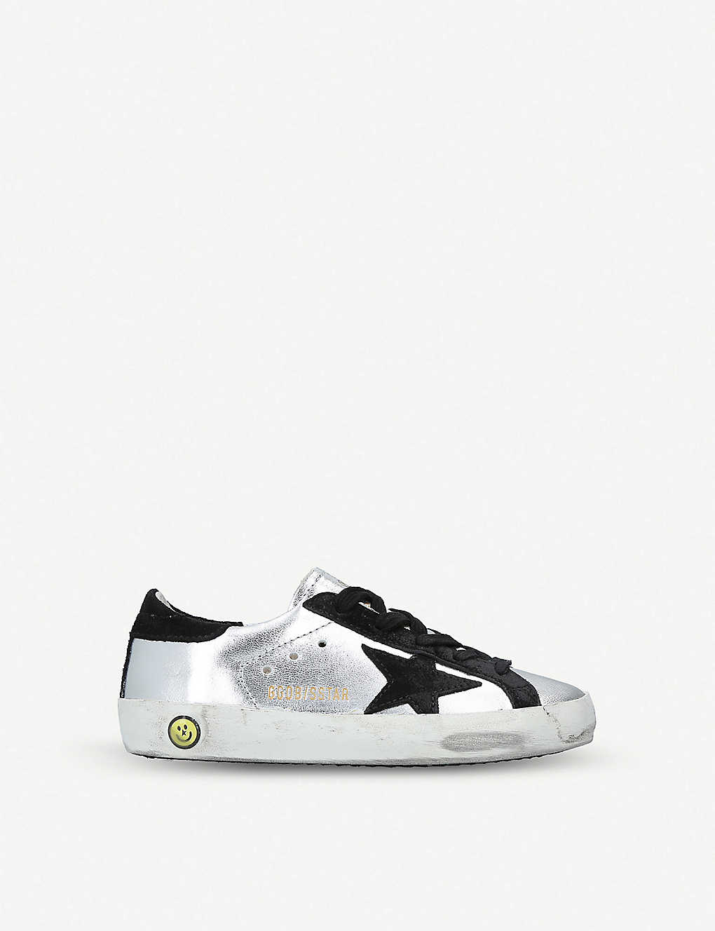 Golden Goose Kids' Superstar P2 Metallic-leather Trainers 6-9 Years In Silver