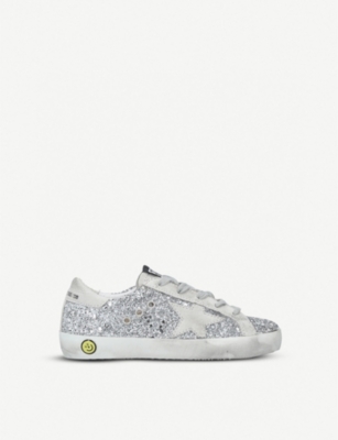 Shop Golden Goose Girls Silver Kids Superstar R8 Glitter-embellished Leather Trainers 6-9 Years