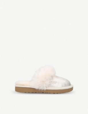 Shop Ugg Girls Gold Kids Cozy Ii Metallic Sheepskin Slippers