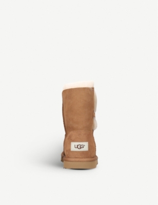 Shop Ugg Girls Brown Kids Bailey Button Ii Sheepskin Boots 2-7 Years