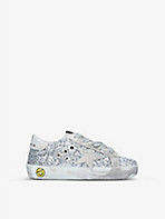 GOLDEN GOOSE: Superstar R8 glitter-embellished leather trainers 6 months-5 years