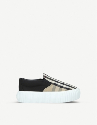 BURBERRY Erwin vintage check print cotton trainers 5 9 years Selfridges
