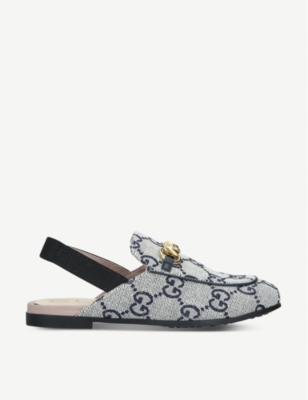 Gucci Princetown Canvas Mules 4-8 Years In Navy