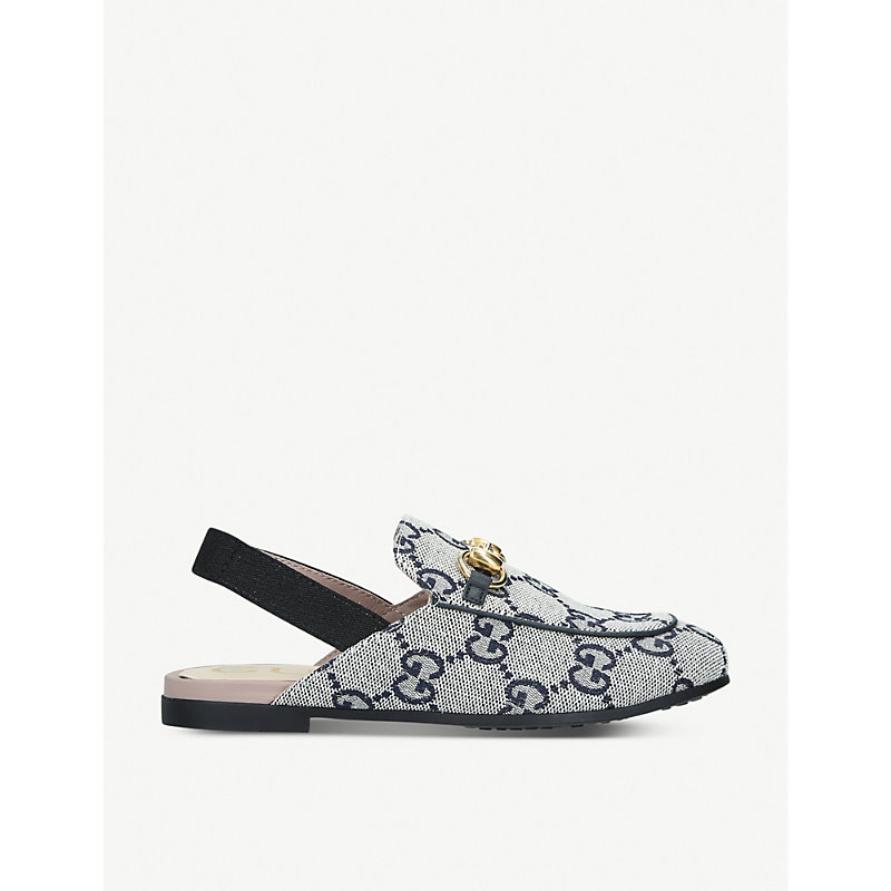 Gucci Princetown Canvas Mules 4-8 Years In Navy