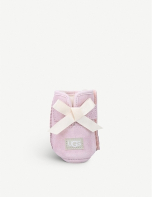 Shop Ugg Pale Pink Jesse Bow Suede Boots Ii And Beanie Set