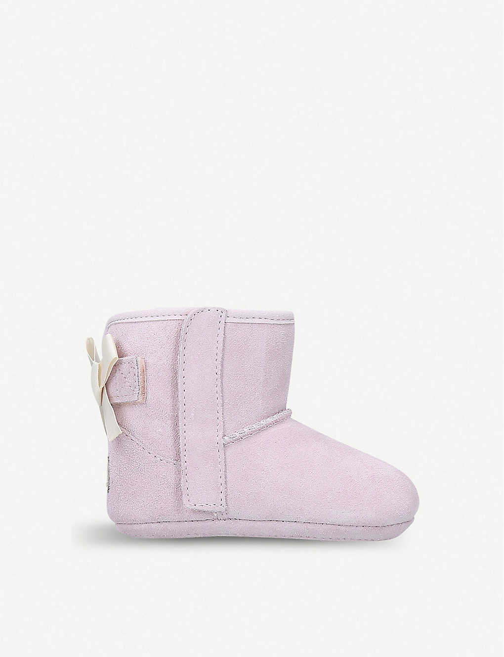 Ugg Babies' Jesse Bow Suede Boots Ii And Beanie Set In Pale Pink