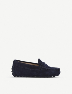 Shop Tod's Mocassino Suede Driving Shoes 2-5 Years In Navy