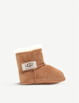 Ugg Kids'  Brown Erin Suede And Sheepskin Boots 0-36 Months In Nero