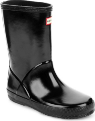 Hunter Kids First Gloss Wellies 2-7 Years In Nero