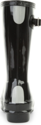 Shop Hunter Girls Black Kids Original Kids Gloss Wellington Boots 7-10 Years In Nero