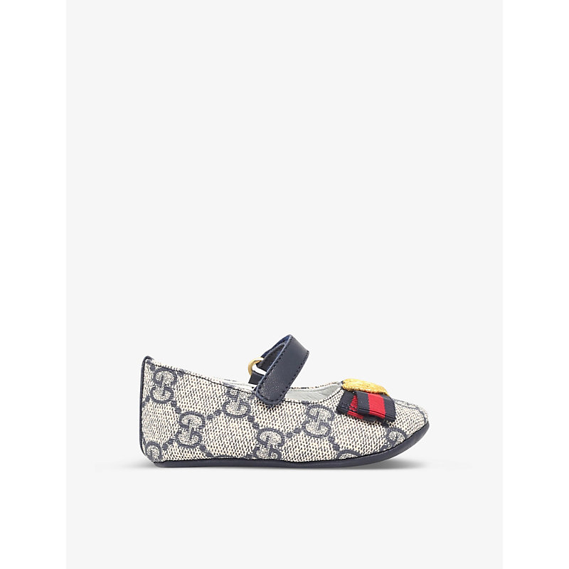 Gucci Kids' Baby Erin Canvas Ballet Shoes 0-6 Months In Navy
