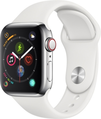 Apple Series 4 40mm Cellular Apple Watch With Stainless Steel White Sports Band Selfridges Com